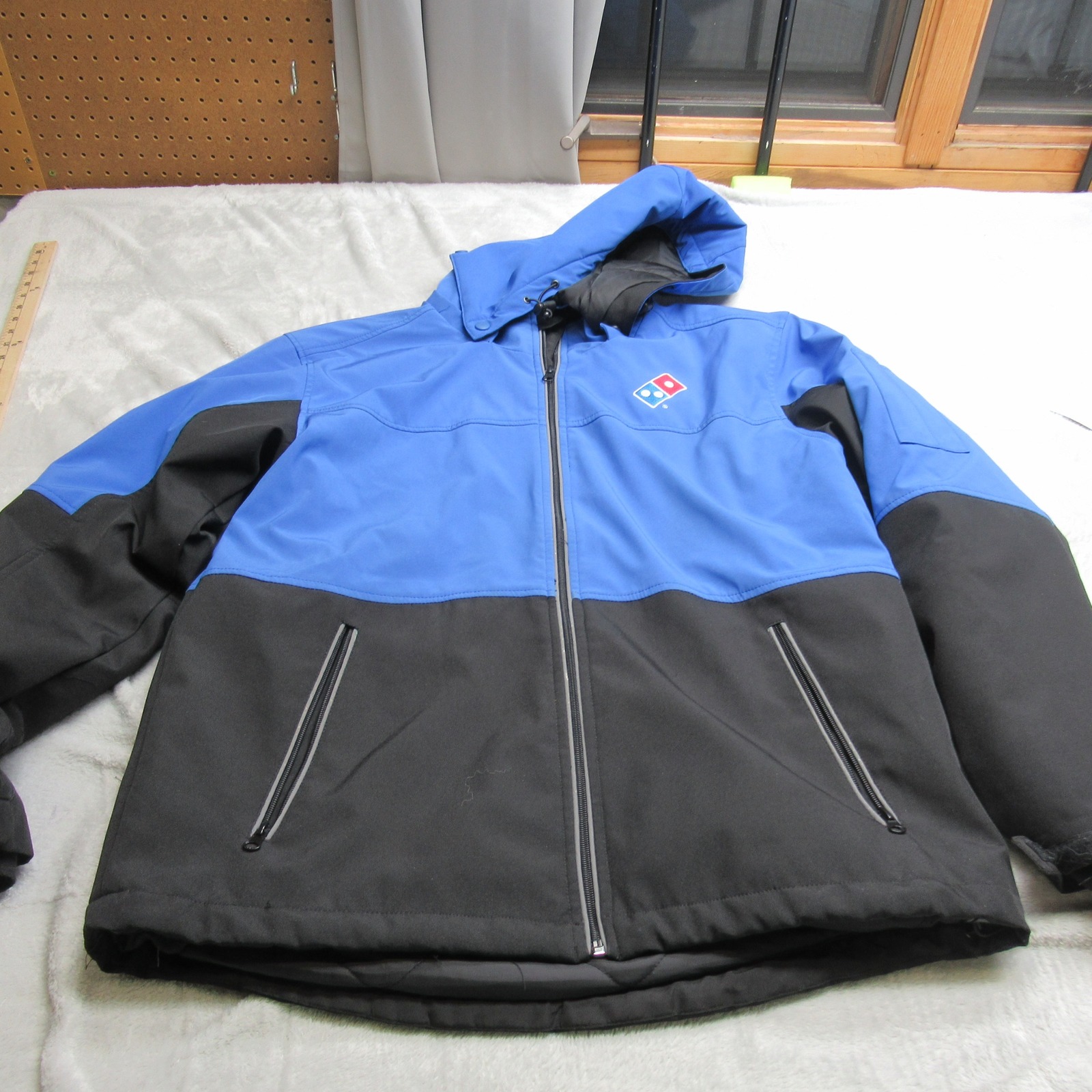 Domino Driver Jacket Men Large Blue Insulated Rain Wind Fullzip Hooded Work Warm